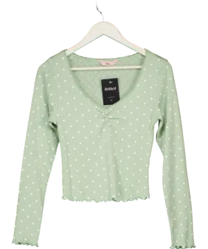 boux avenue Green Heart Print Pointelle Pyjama Top UK 10