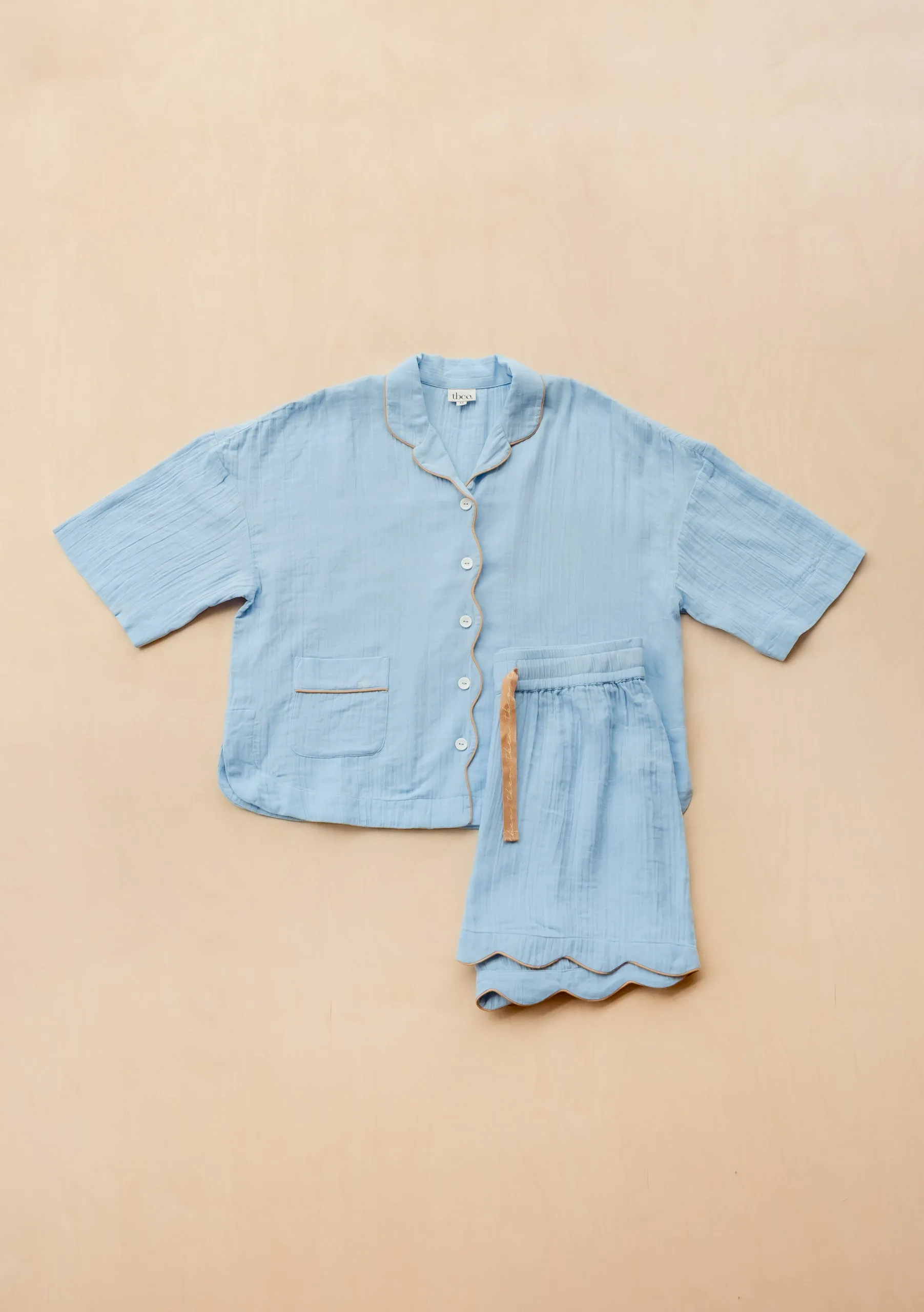 Cotton Pyjamas in Blue Scallop
