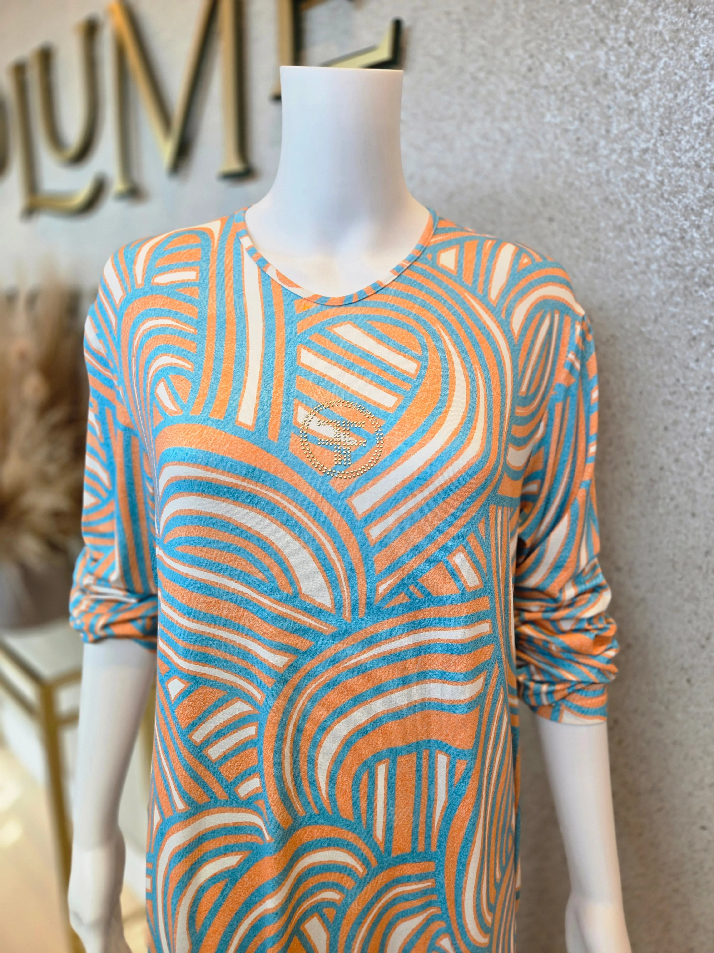 Furstenberg Printed Night Gown, Ecru Manddarin