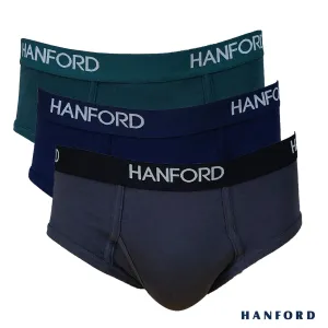 Hanford Men Premium Ribbed Cotton Primo Briefs w/ Fly Opening Nicho - Assorted Colors (3in1 Pack)
