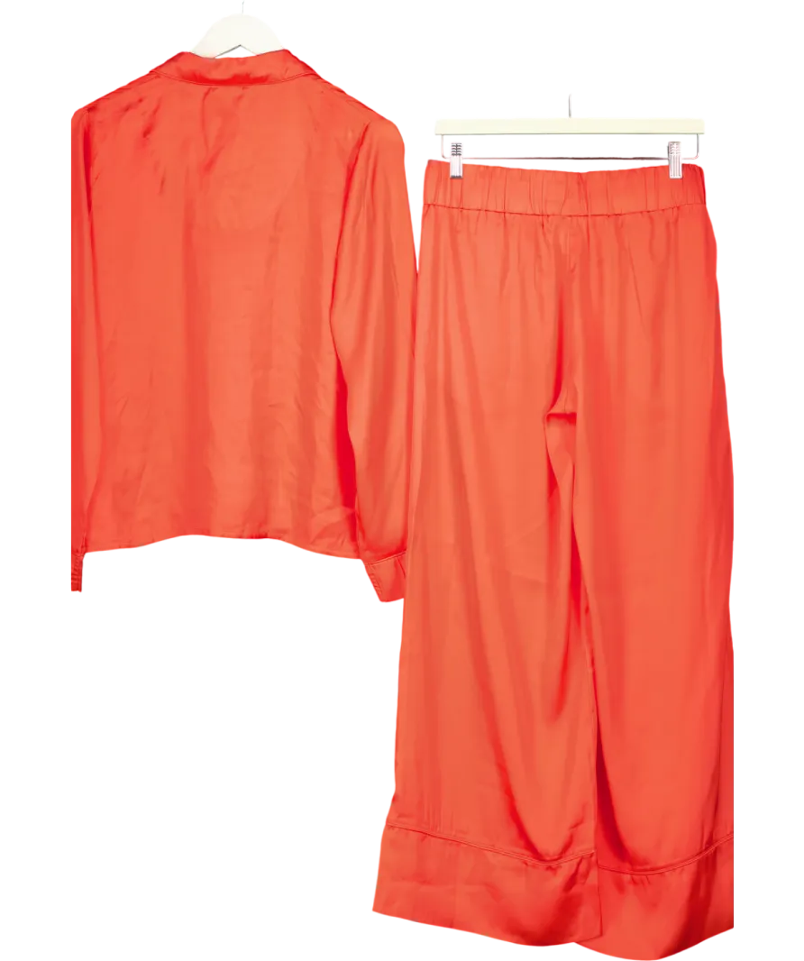 JimJams Orange Satin Pyjama Set With D.c Embroidery UK S/M