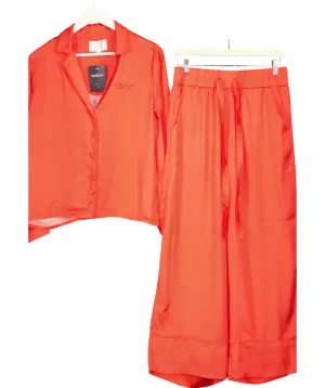 JimJams Orange Satin Pyjama Set With D.c Embroidery UK S/M