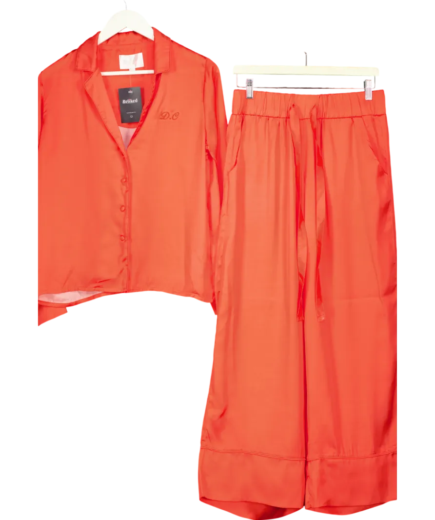 JimJams Orange Satin Pyjama Set With D.c Embroidery UK S/M
