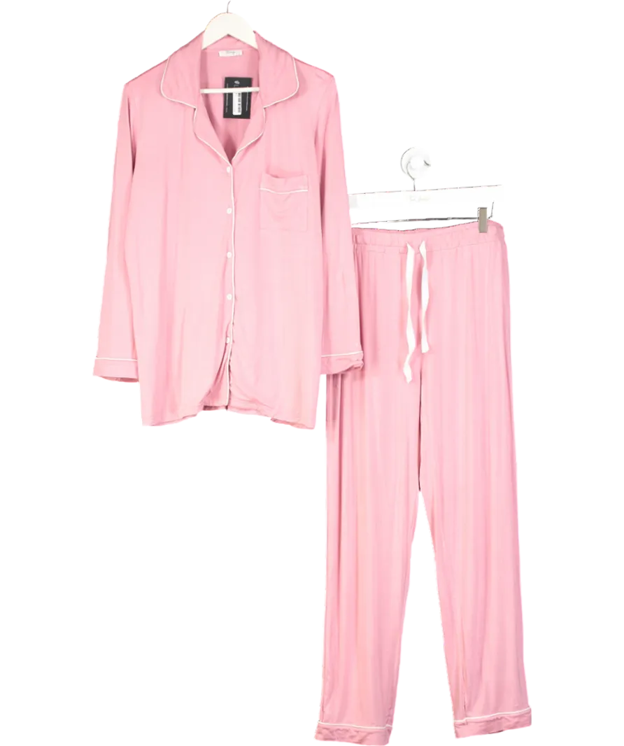 Joyaria Pink Soft Pyjama Set With Contrast Piping UK M