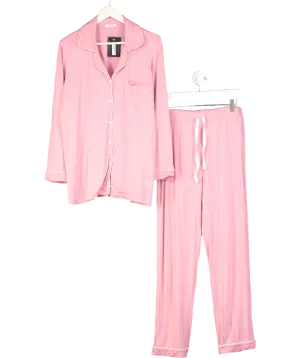 Joyaria Pink Soft Pyjama Set With Contrast Piping UK M