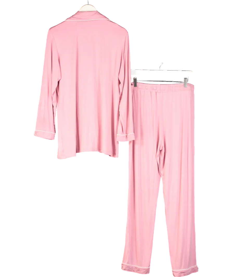 Joyaria Pink Soft Pyjama Set With Contrast Piping UK M