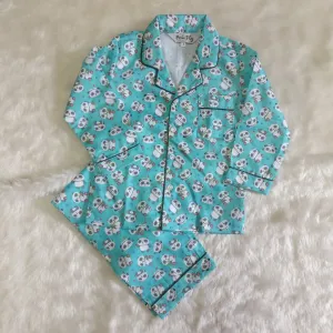 Kid's Pyjama Set - Baby Pandas on Green