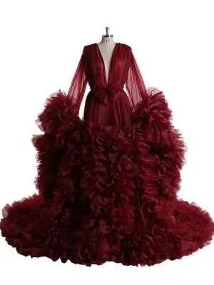 Long Sleeve Ruffle  Luxury Robe