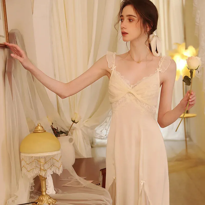 TAVIMART  -  Nightwear for Women Sexy Night Dress Sleeveless Nighties V-neck Nightgown Apricot Nightdress Sleepwear