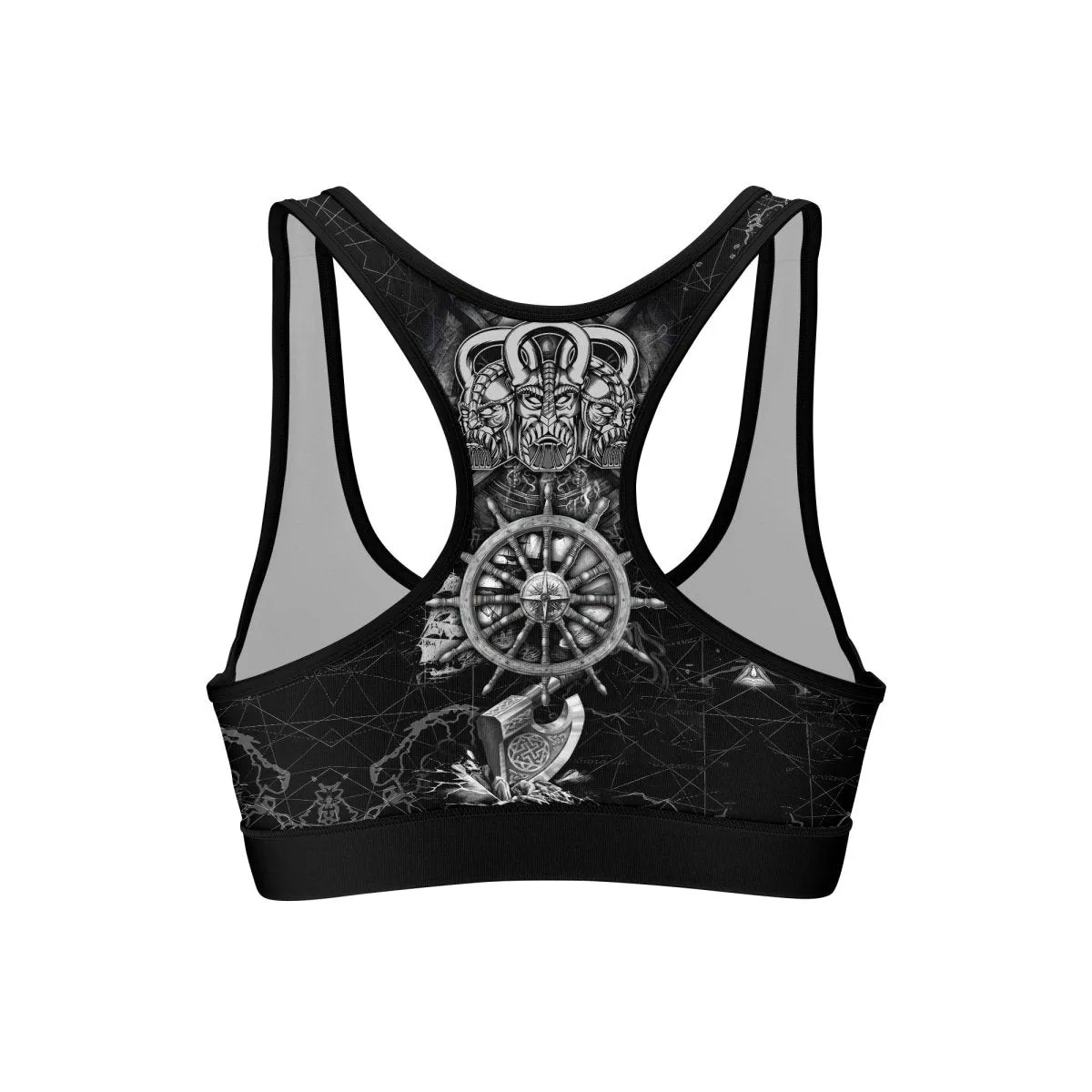 Viking Pirate Ship Women's Padded Sports Bra
