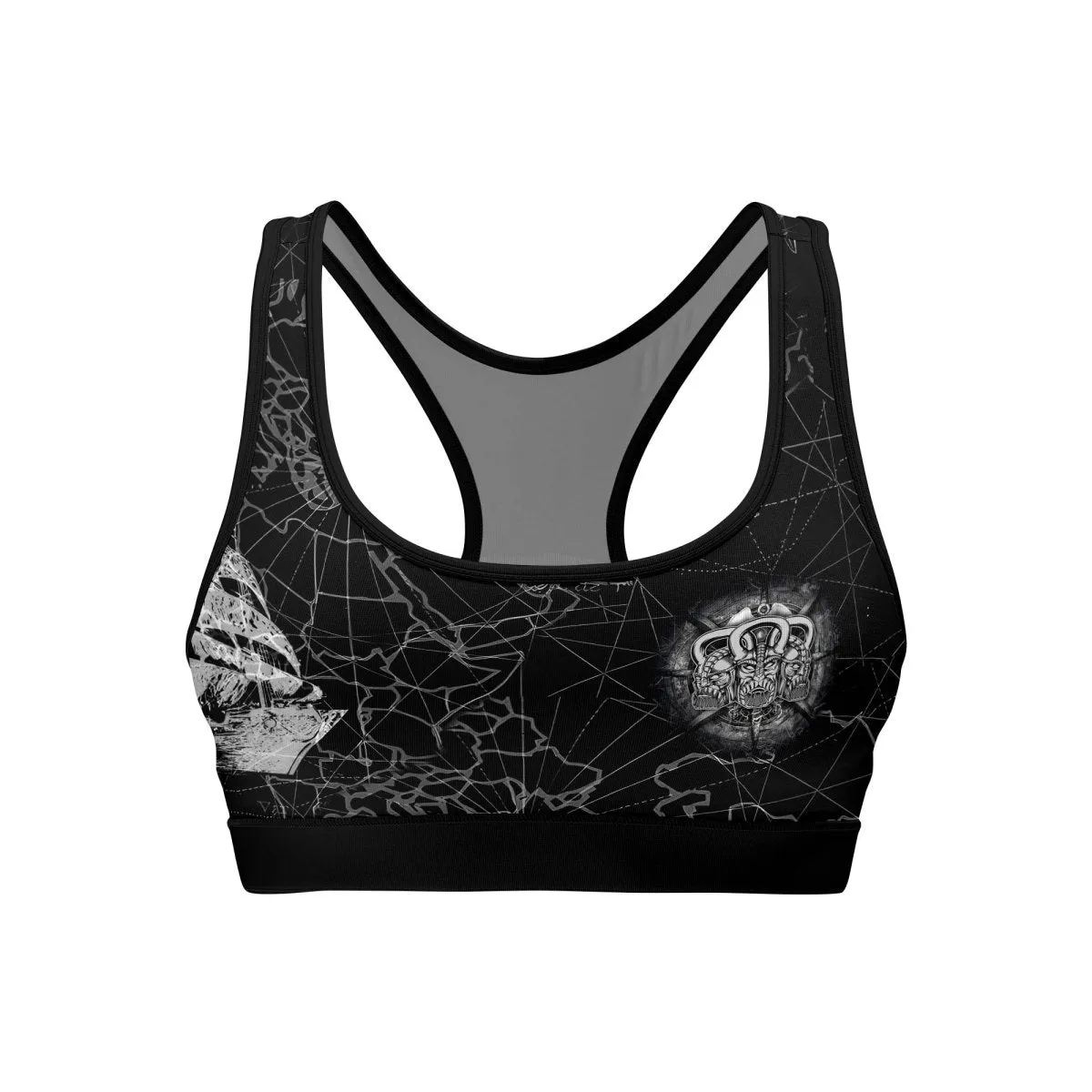Viking Pirate Ship Women's Padded Sports Bra