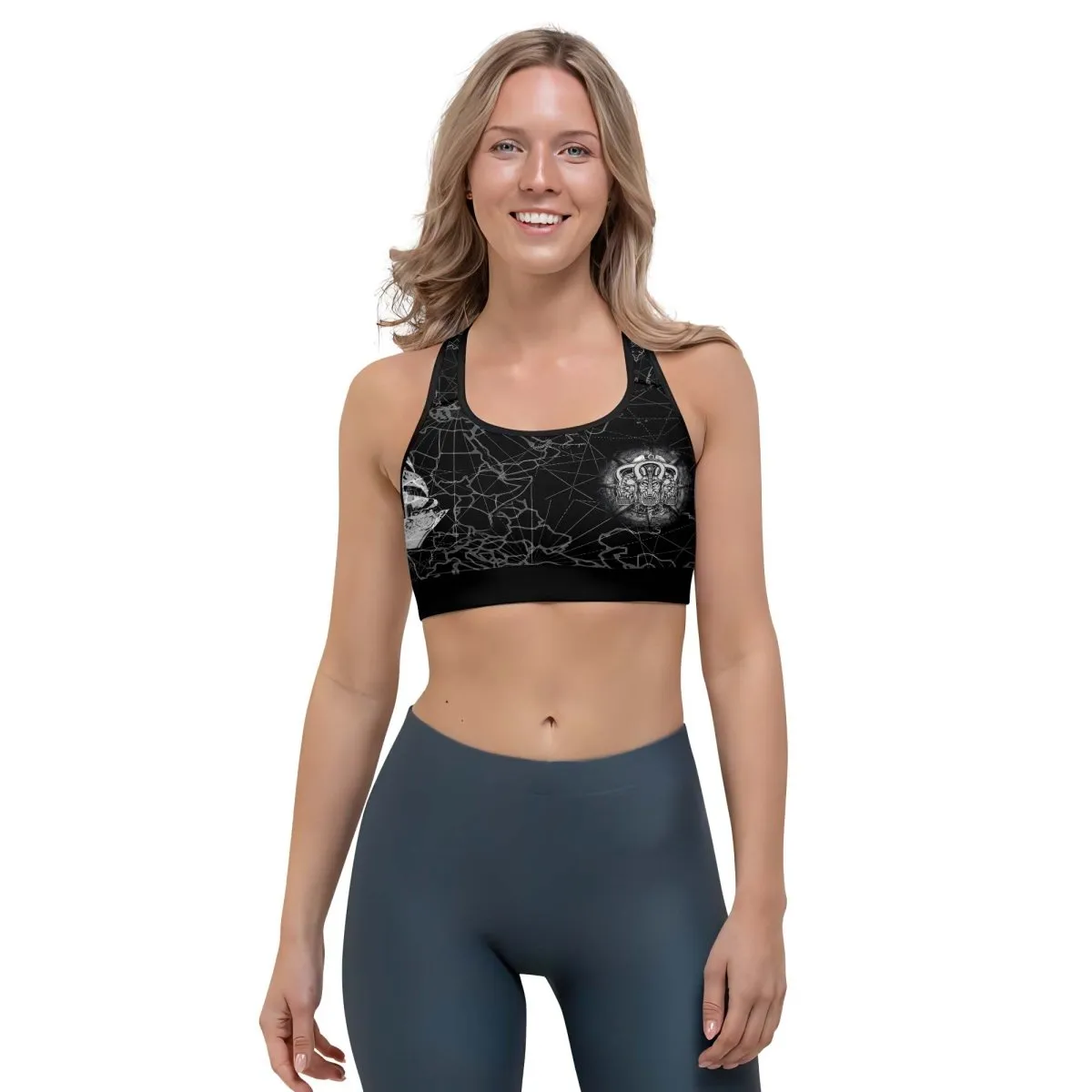 Viking Pirate Ship Women's Padded Sports Bra